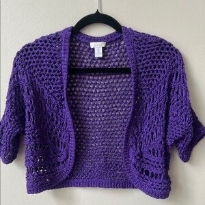Chico’s purple open knit bolero shrug size Small